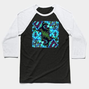 Psychedelic Hippie Square Green Blue and Purple Baseball T-Shirt